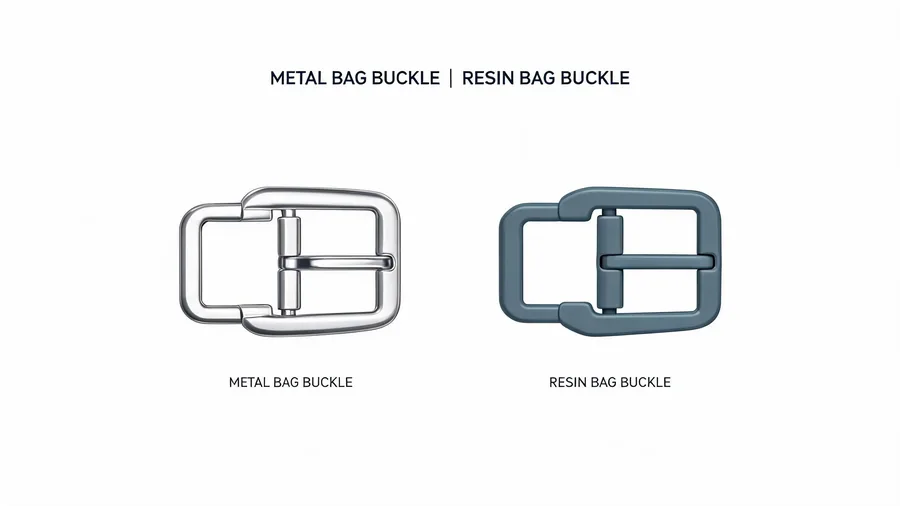 Metal and resin bag buckles compared side by side