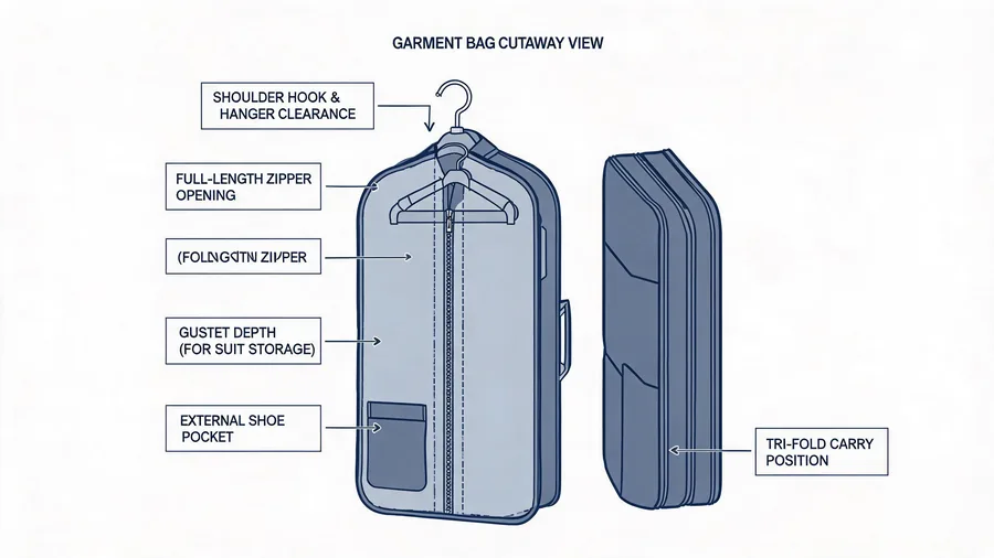 Garment bag construction and carry options