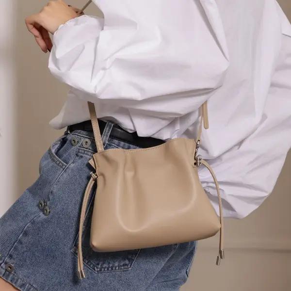 Leather Drawstring Shoulder Bag