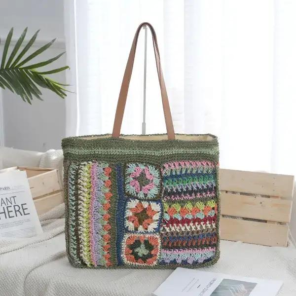 Straw-Woven Crocheted Bag